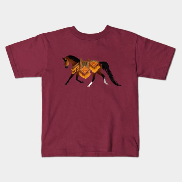 Bay Native Costume Arabian - Equine Rampaige Kids T-Shirt by Equine Rampaige